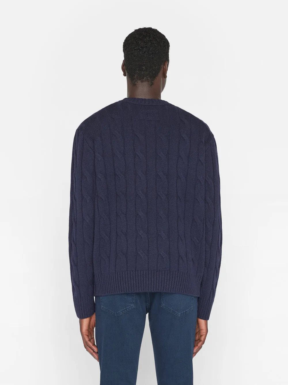 Cashmere Cable Crewneck -- Navy