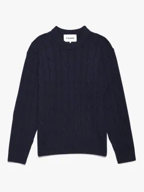 Cashmere Cable Crewneck -- Navy