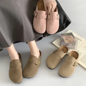 Casual All-Match Height Increasing Simple Retro Platform Birkenstock Women's  New Spring Lightweight Closed Toe Boken Slippers