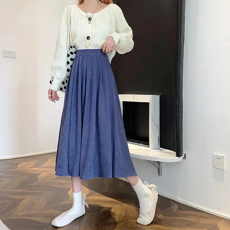 Casual Below Knee-Length Pleated Skirts