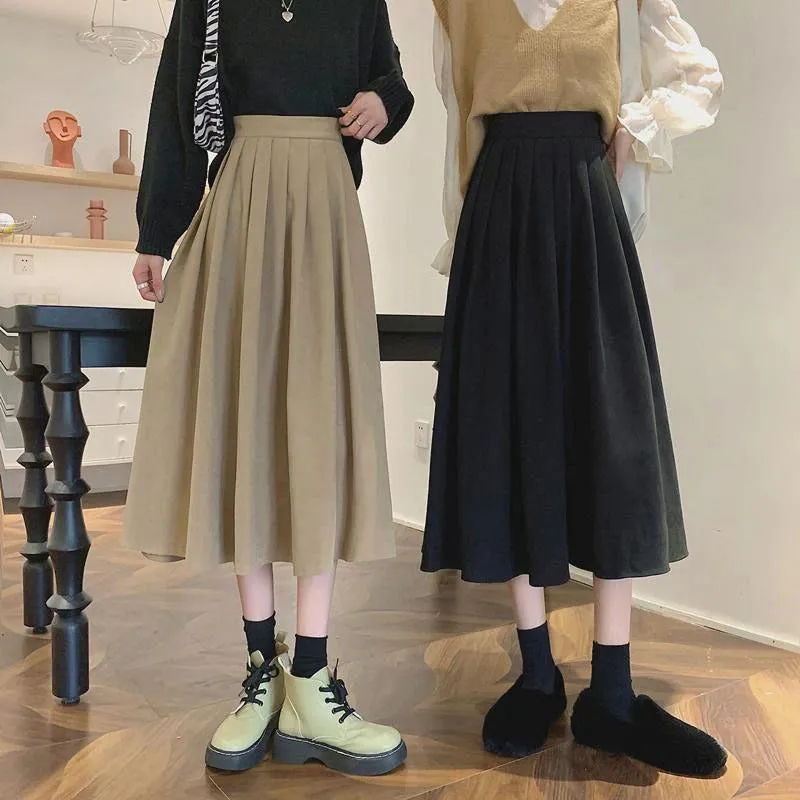 Casual Below Knee-Length Pleated Skirts