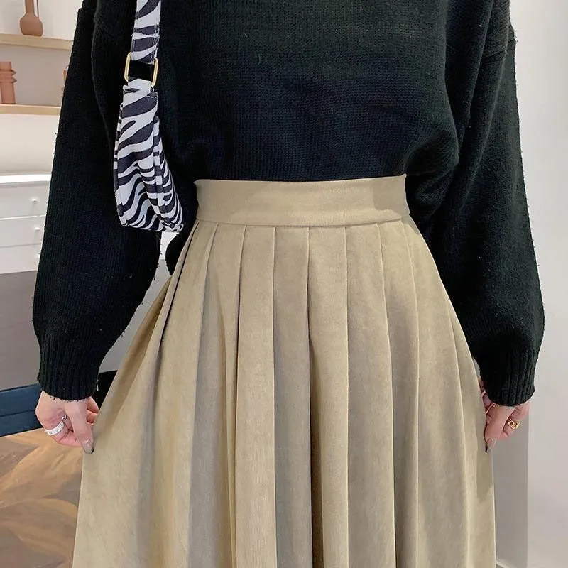 Casual Below Knee-Length Pleated Skirts