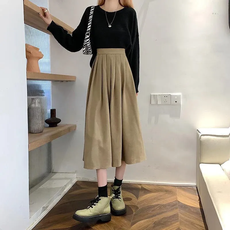 Casual Below Knee-Length Pleated Skirts