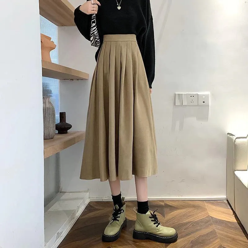 Casual Below Knee-Length Pleated Skirts