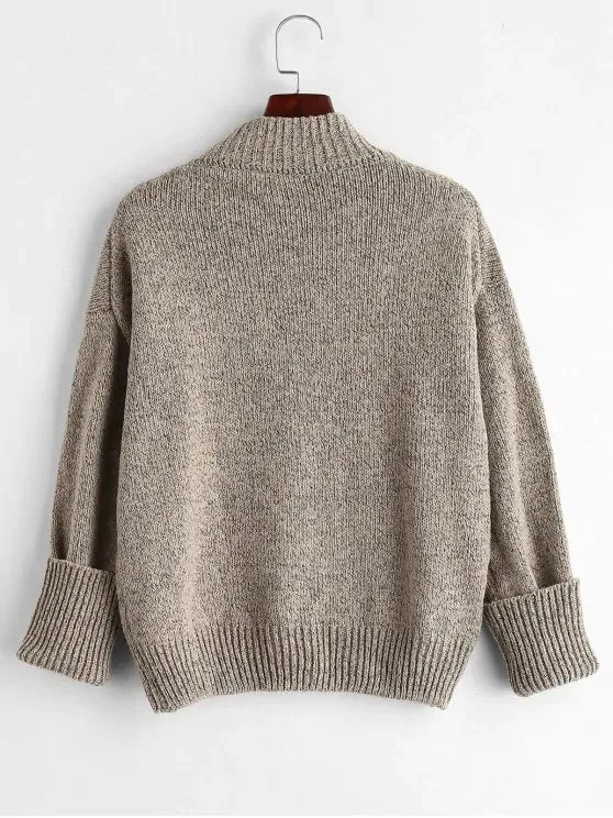 Causal Plain Heathered Pullover Sweater