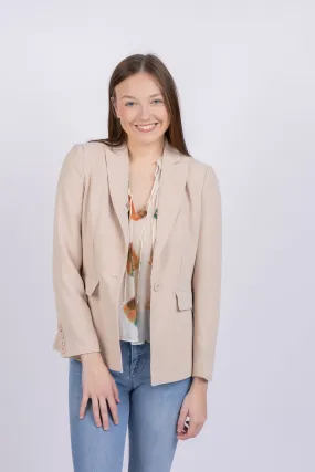 Central Park West Gal Crepe Blazer in Sand