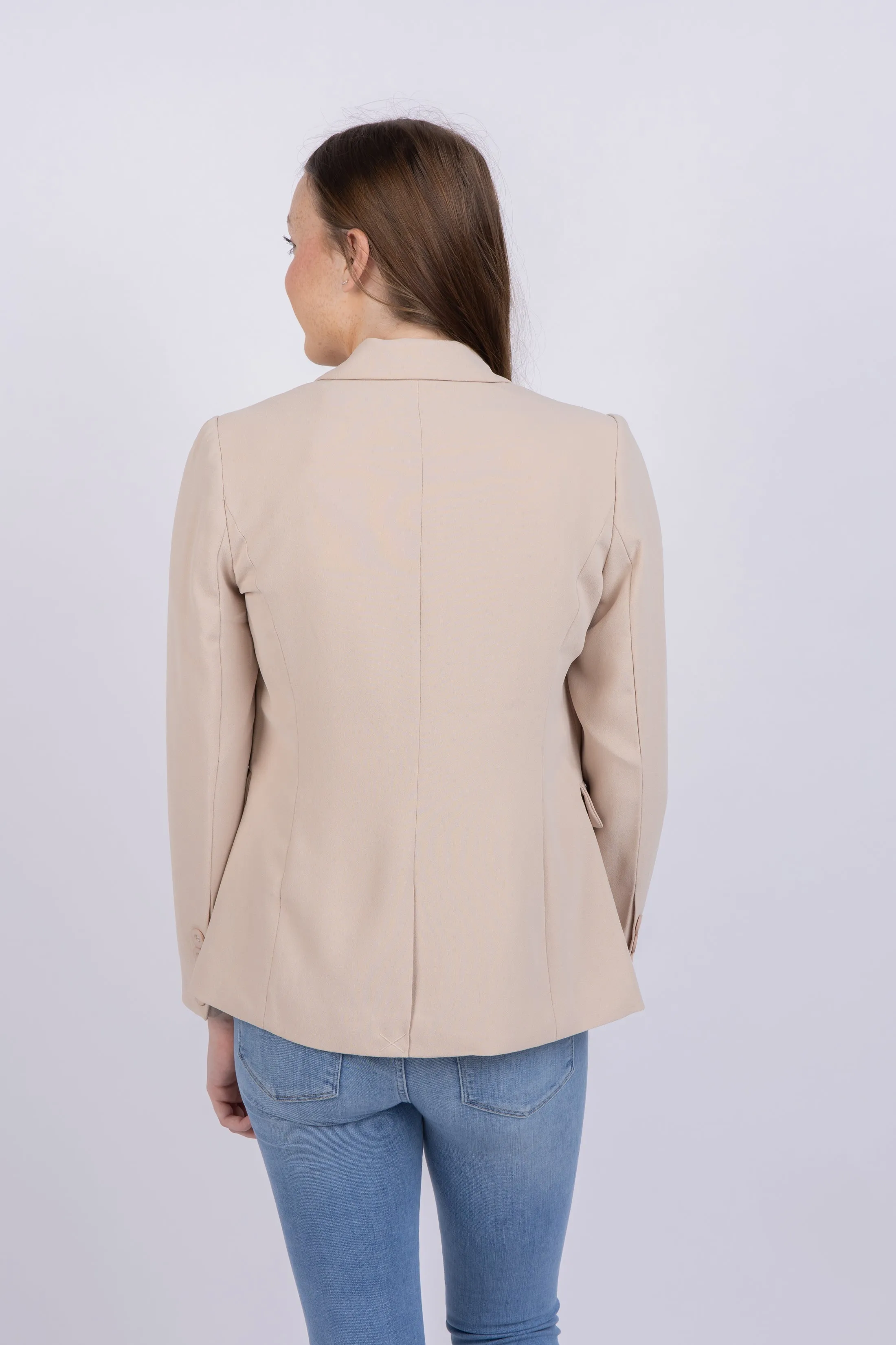 Central Park West Gal Crepe Blazer in Sand