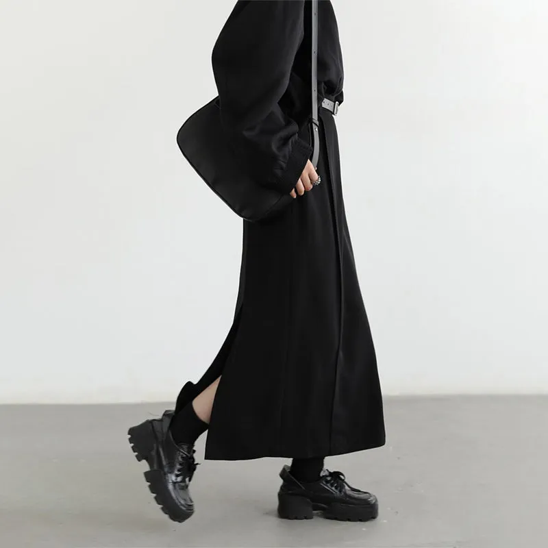 Chic Goth Ankle Length Black Skirt