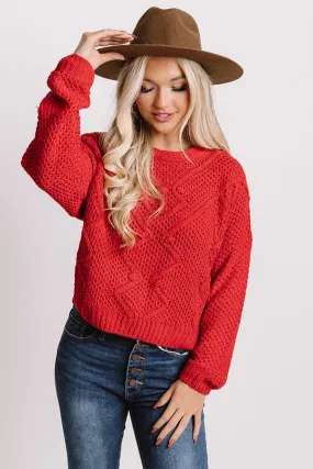 Cider Snuggles Knit Sweater In Red