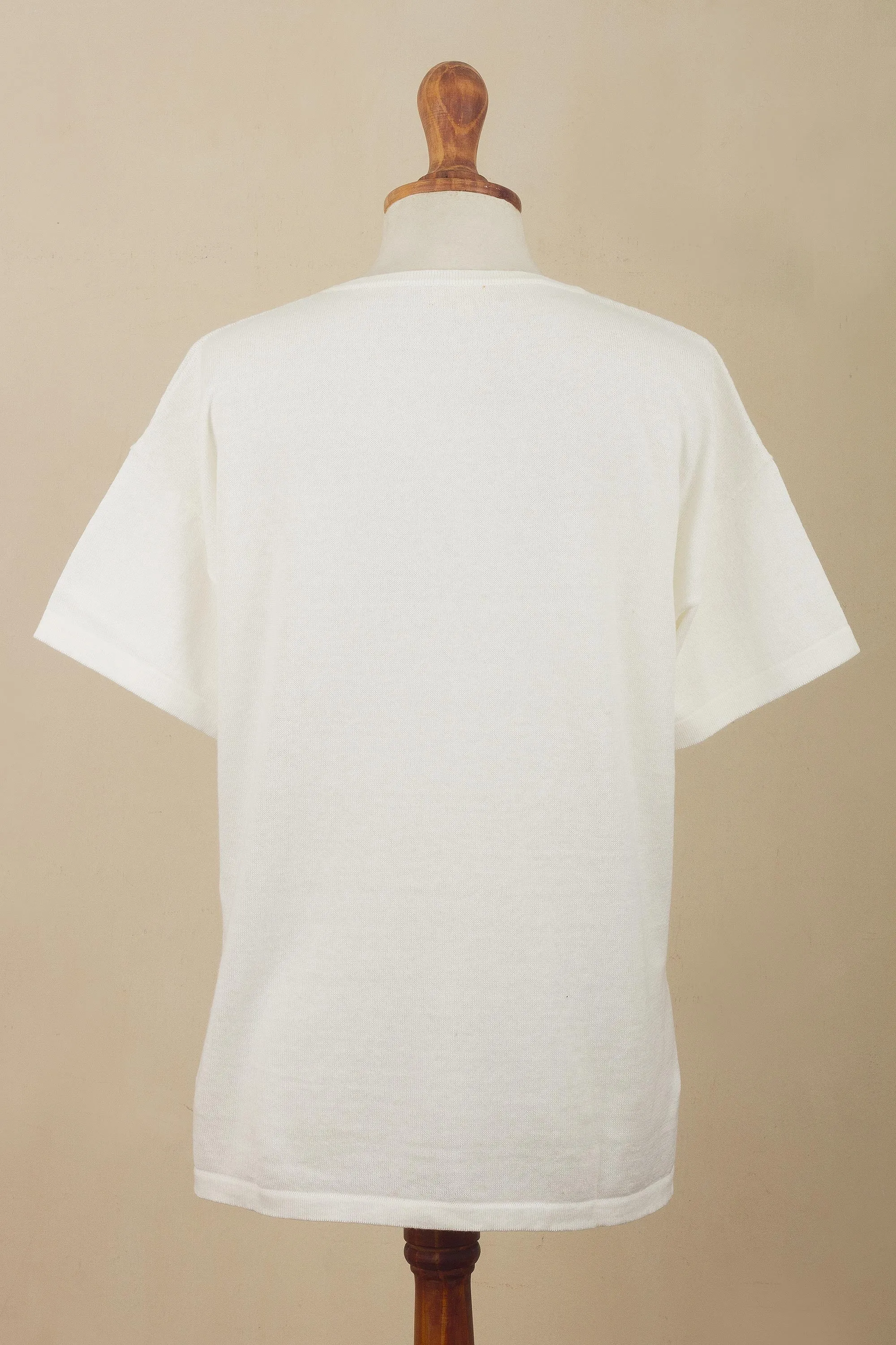 Cloud Nine White Short-Sleeved Sweater