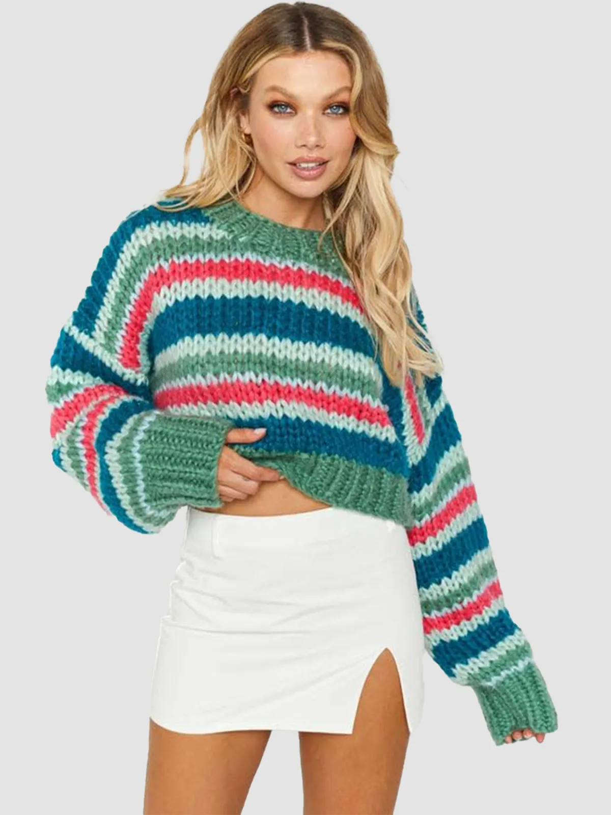 Colorblocked Striped Pullover