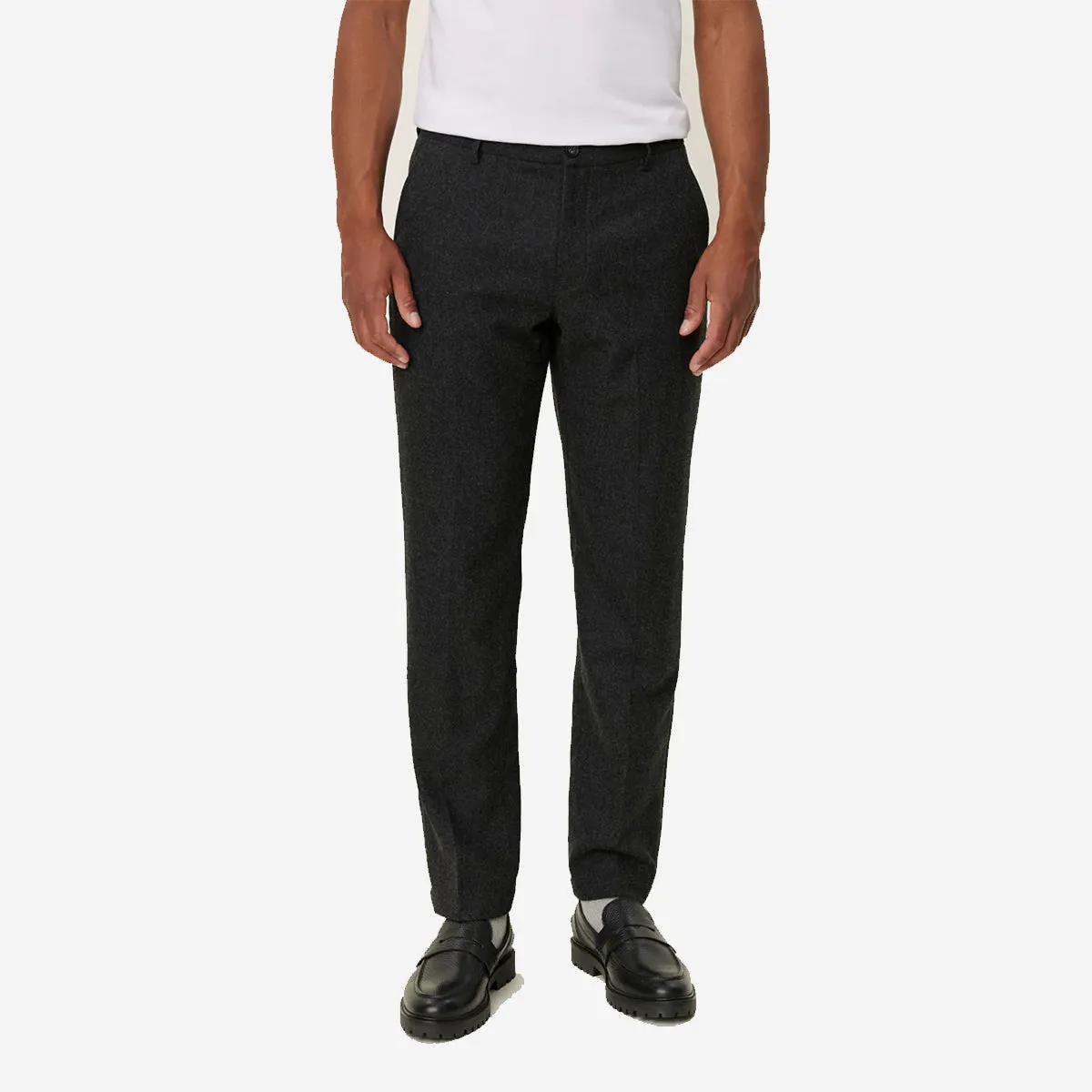 Como Regular Wool Suit Pants - Charcoal Melange