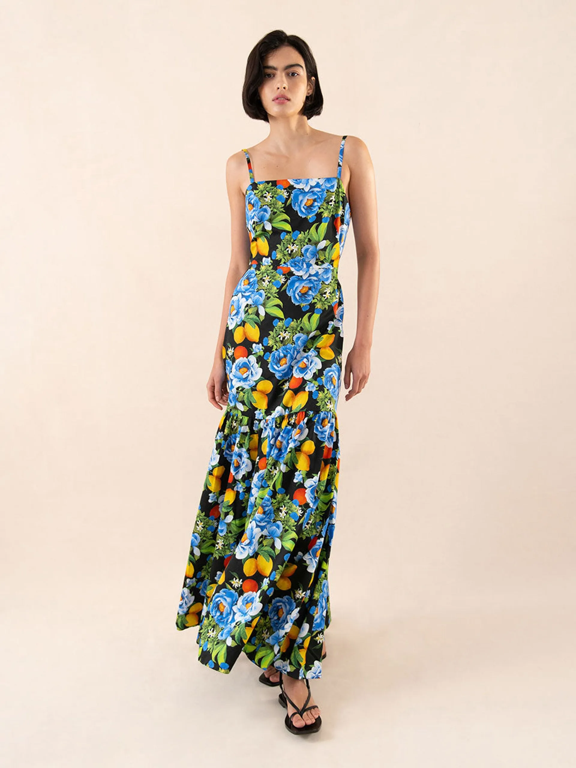 Cordelia cotton maxi dress, peonia black