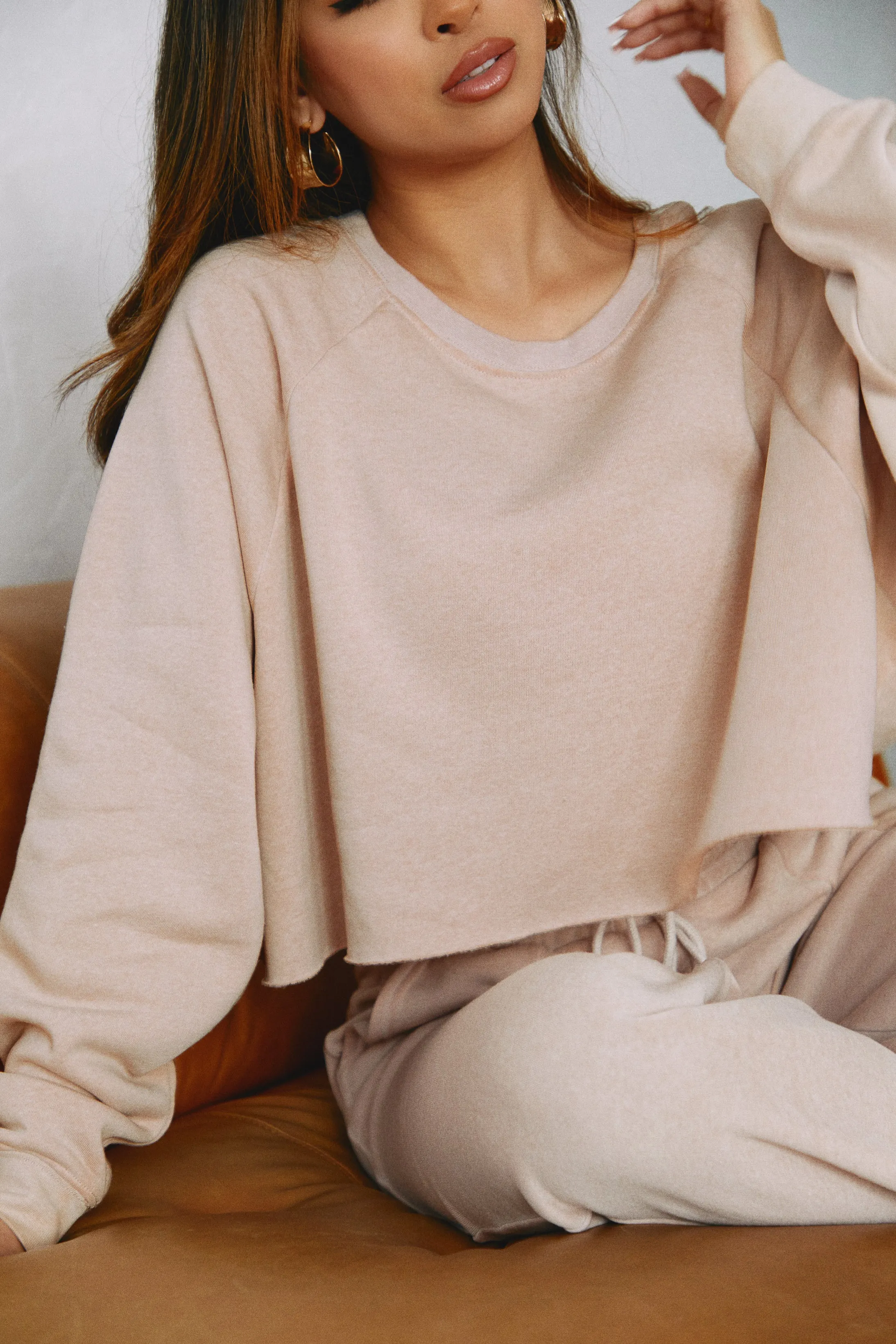 Cozy Moments Crop Sweater - Nude