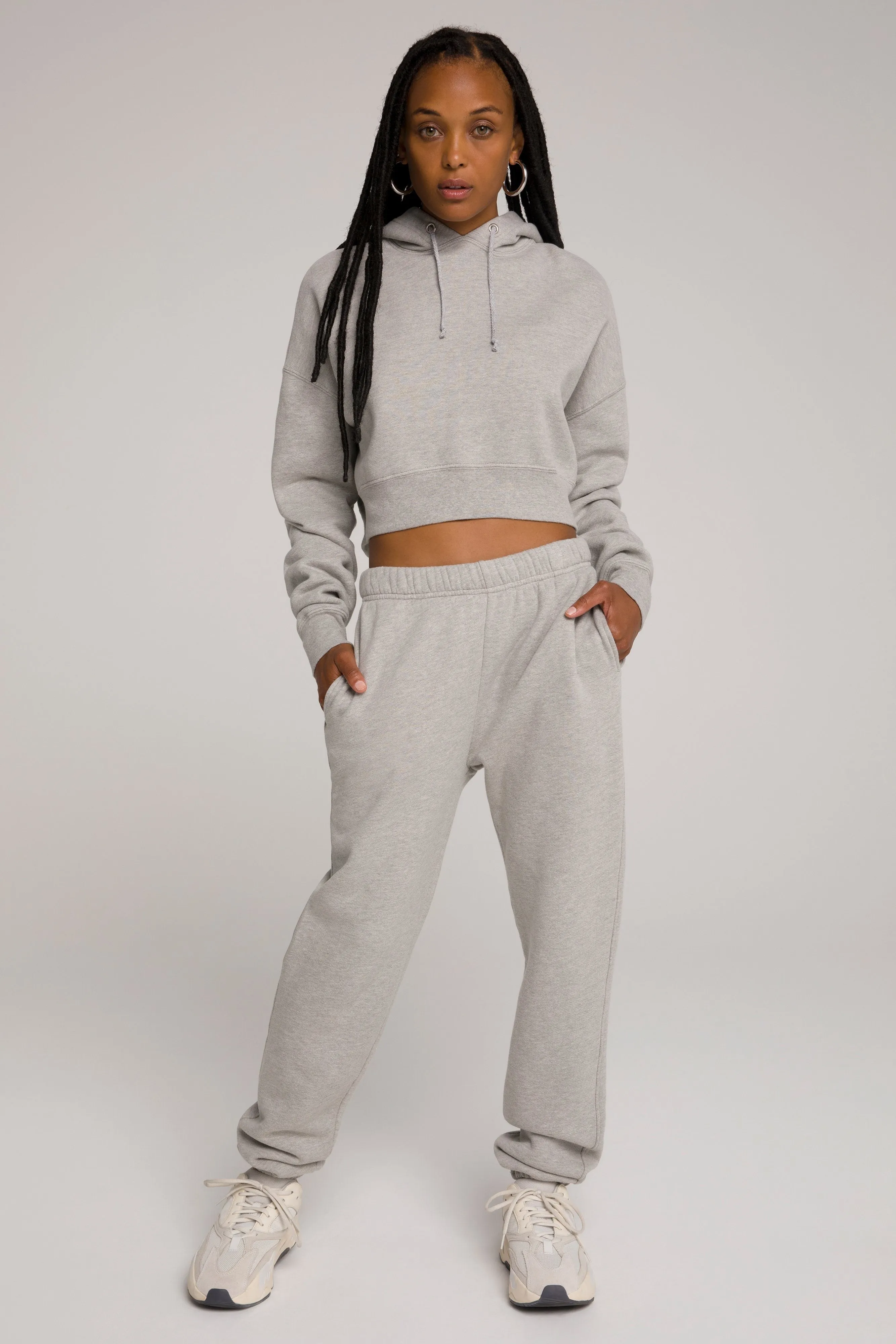 CROPPED & COOL HOODIE | HEATHER GREY001