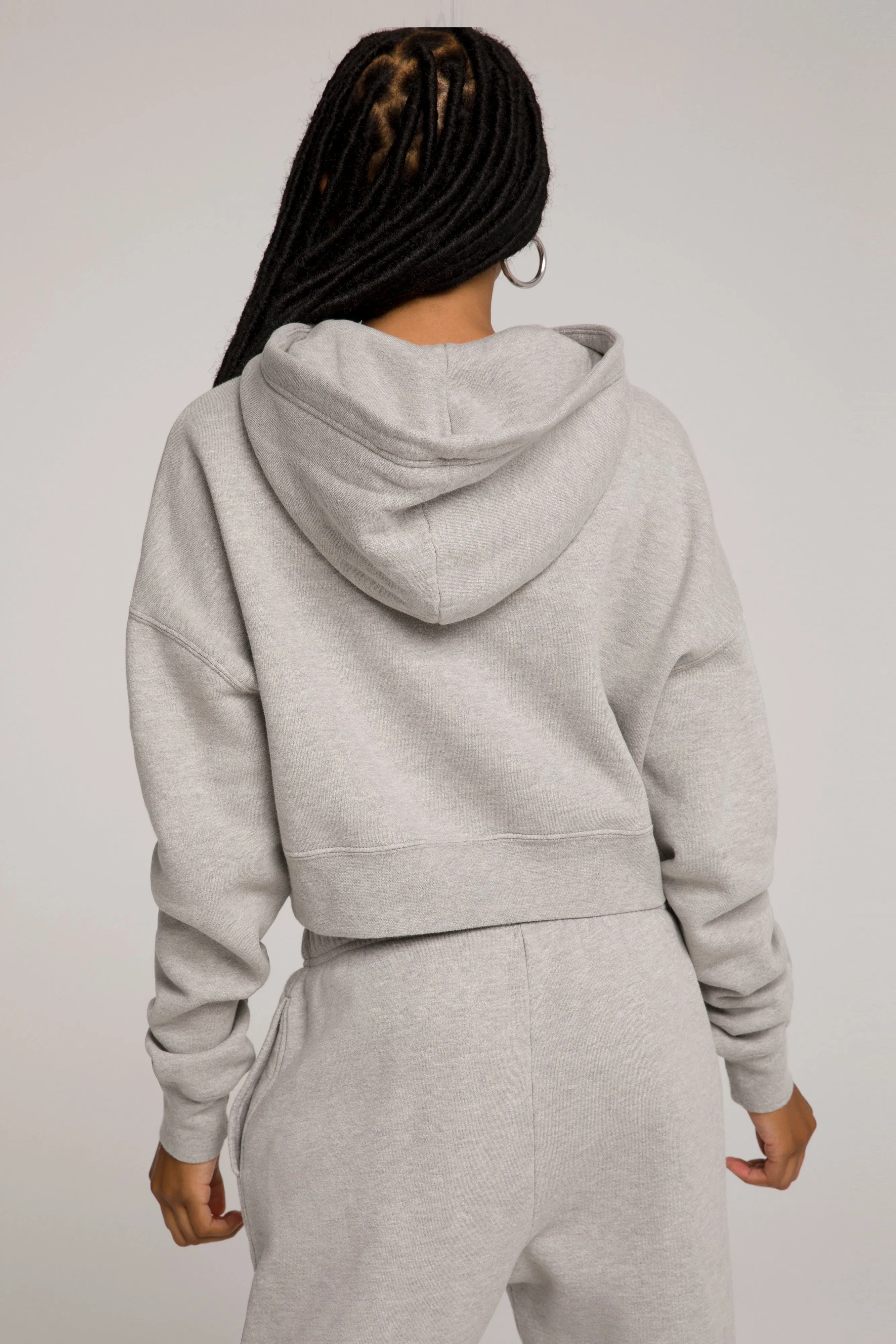 CROPPED & COOL HOODIE | HEATHER GREY001