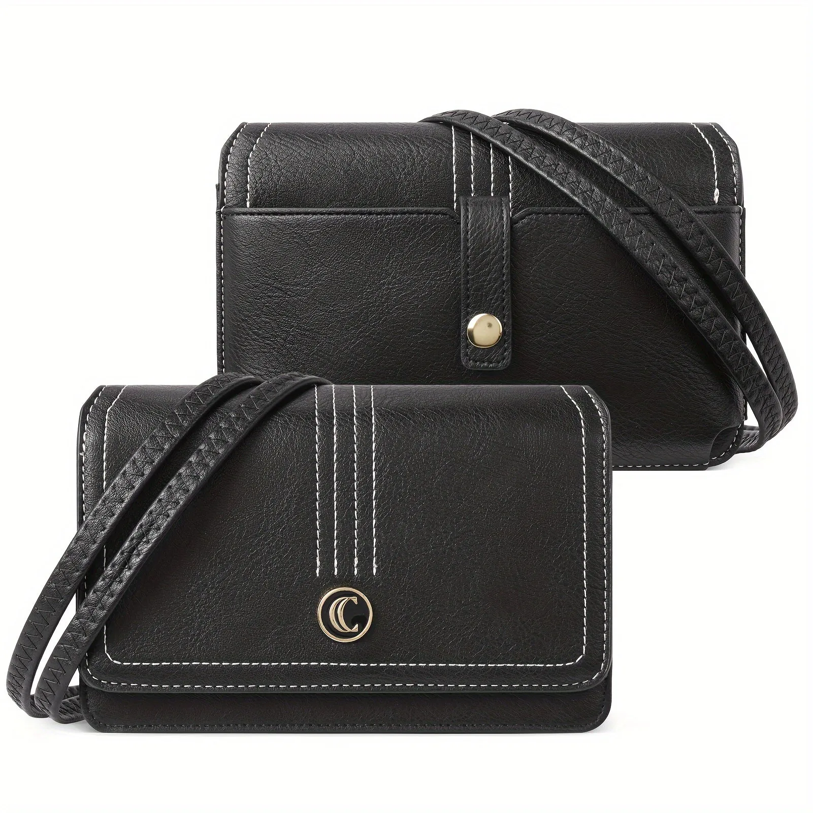 Crossbody Purse for Women Wristlet Wallet Small Shoulder Bag with Card Slots Leather Flap Cell phone Clutch