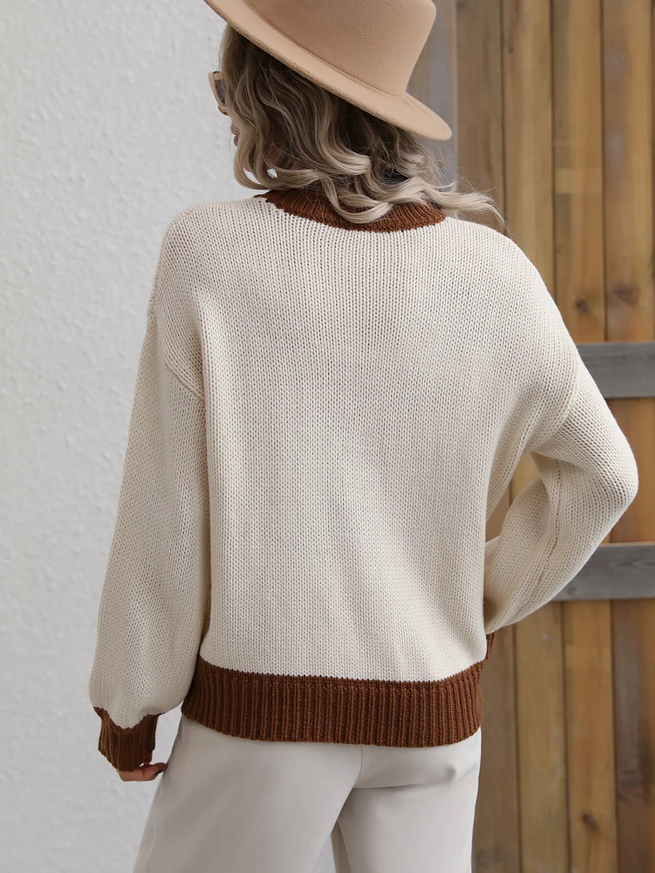 Cute Drop Shoulder Pullover Beach Sweater