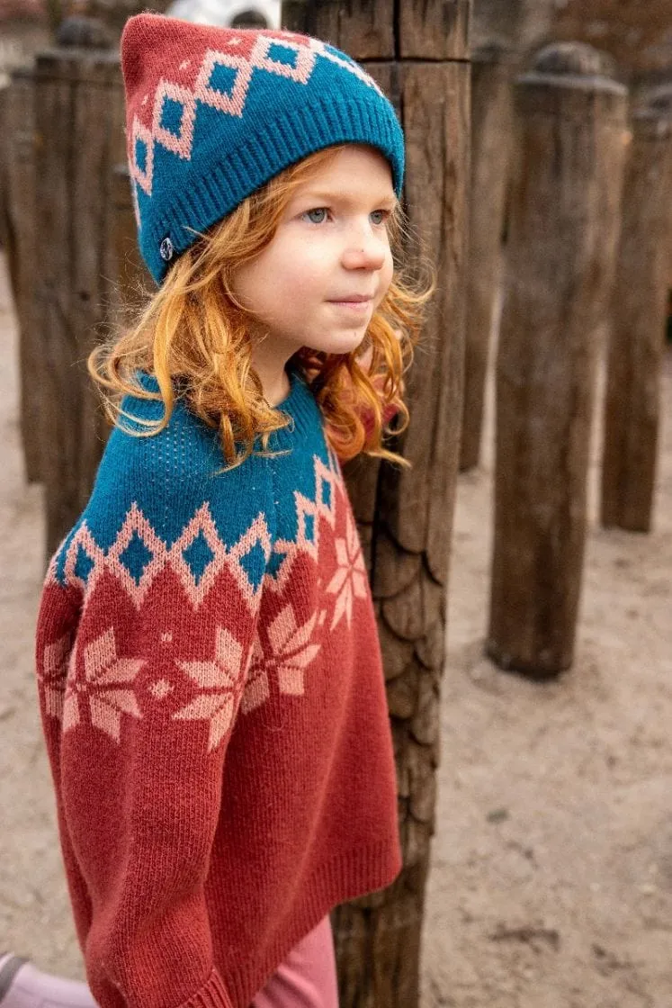 Danefae Child's Wool Blend Sweater | "Pulk" in Rose Tile