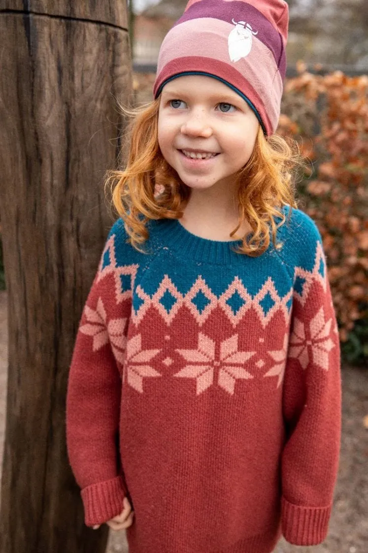 Danefae Child's Wool Blend Sweater | "Pulk" in Rose Tile