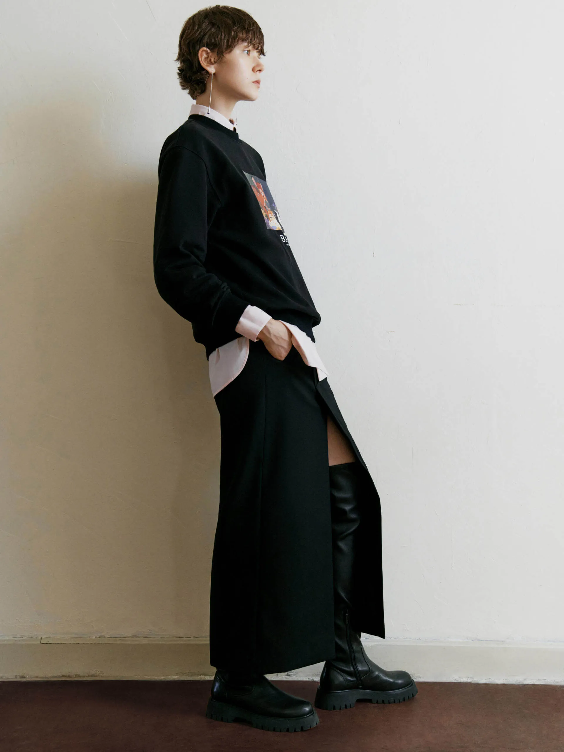 Deconstruct Slit Straight Skirt