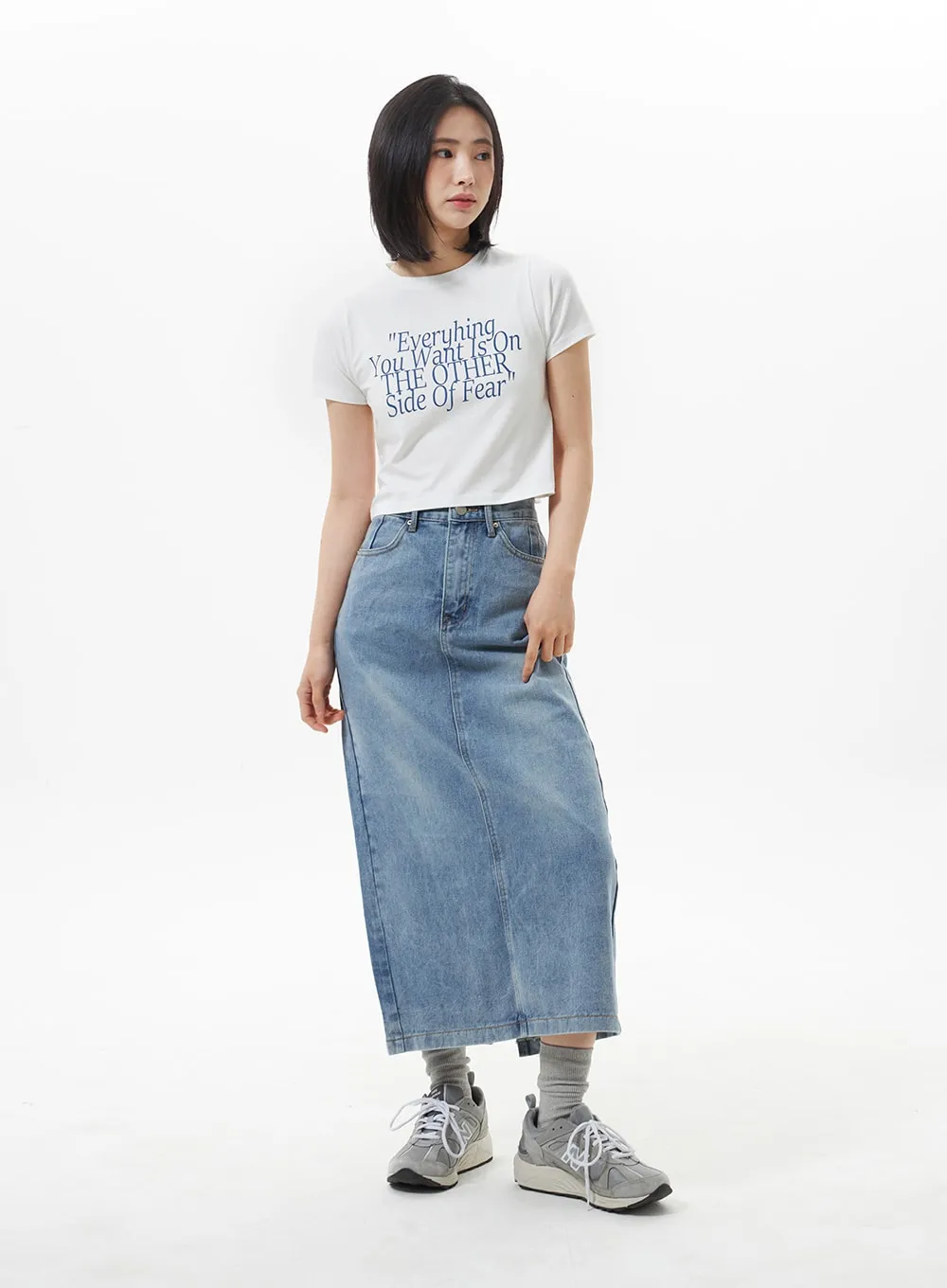 Denim A-Line Maxi Skirt OA321