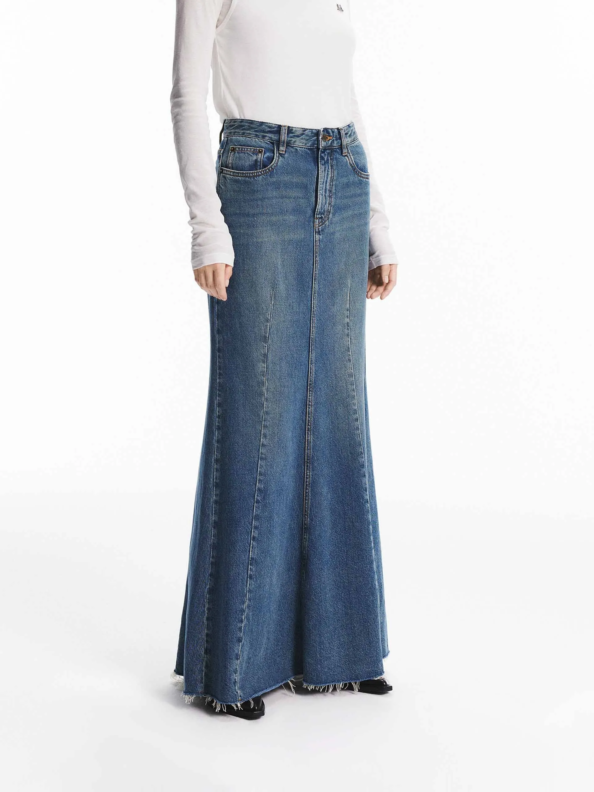 Denim Mermaid Maxi Skirt