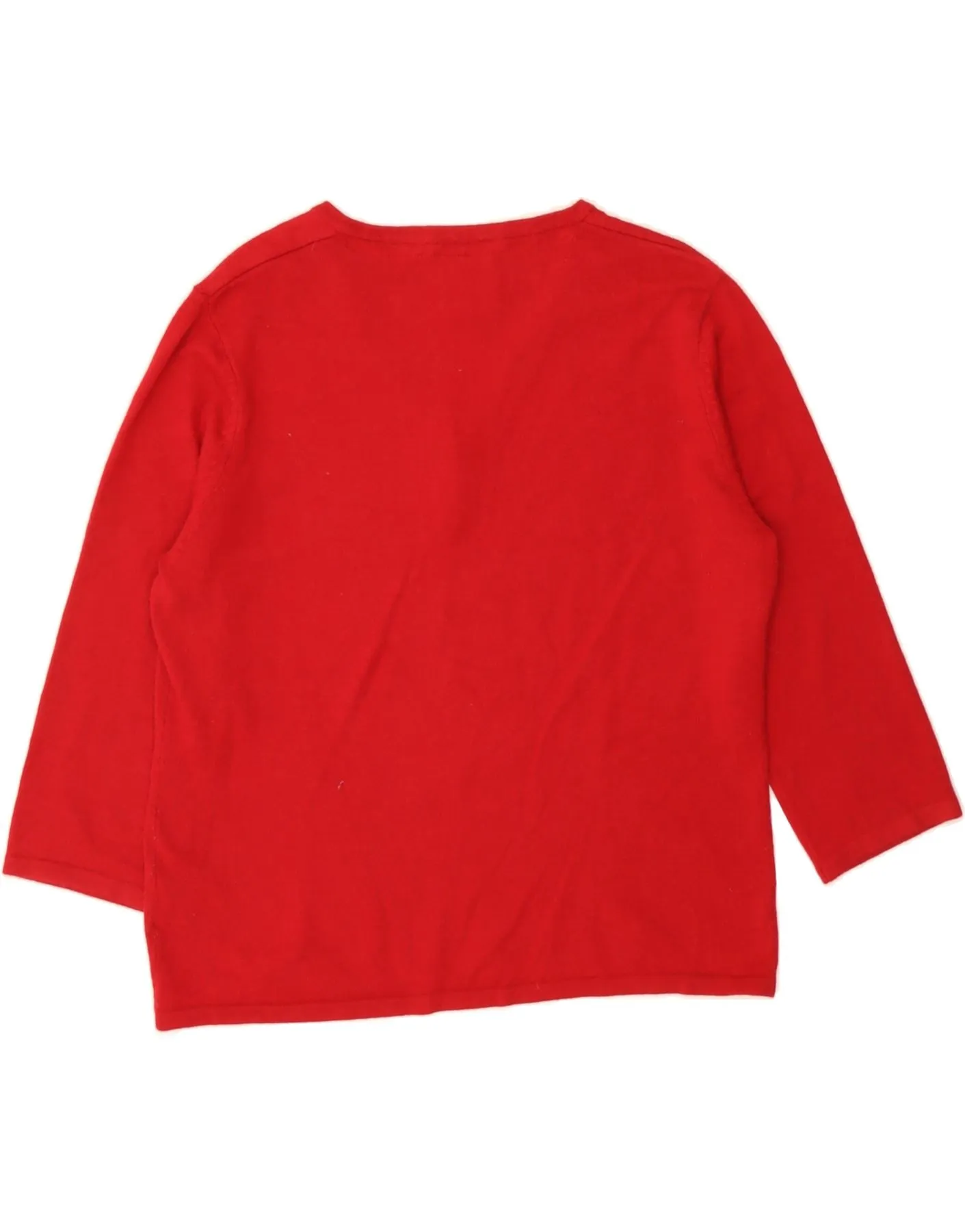 EASTEX Womens Crop 3/4 Sleeve V-Neck Jumper Sweater UK 12 Medium Red