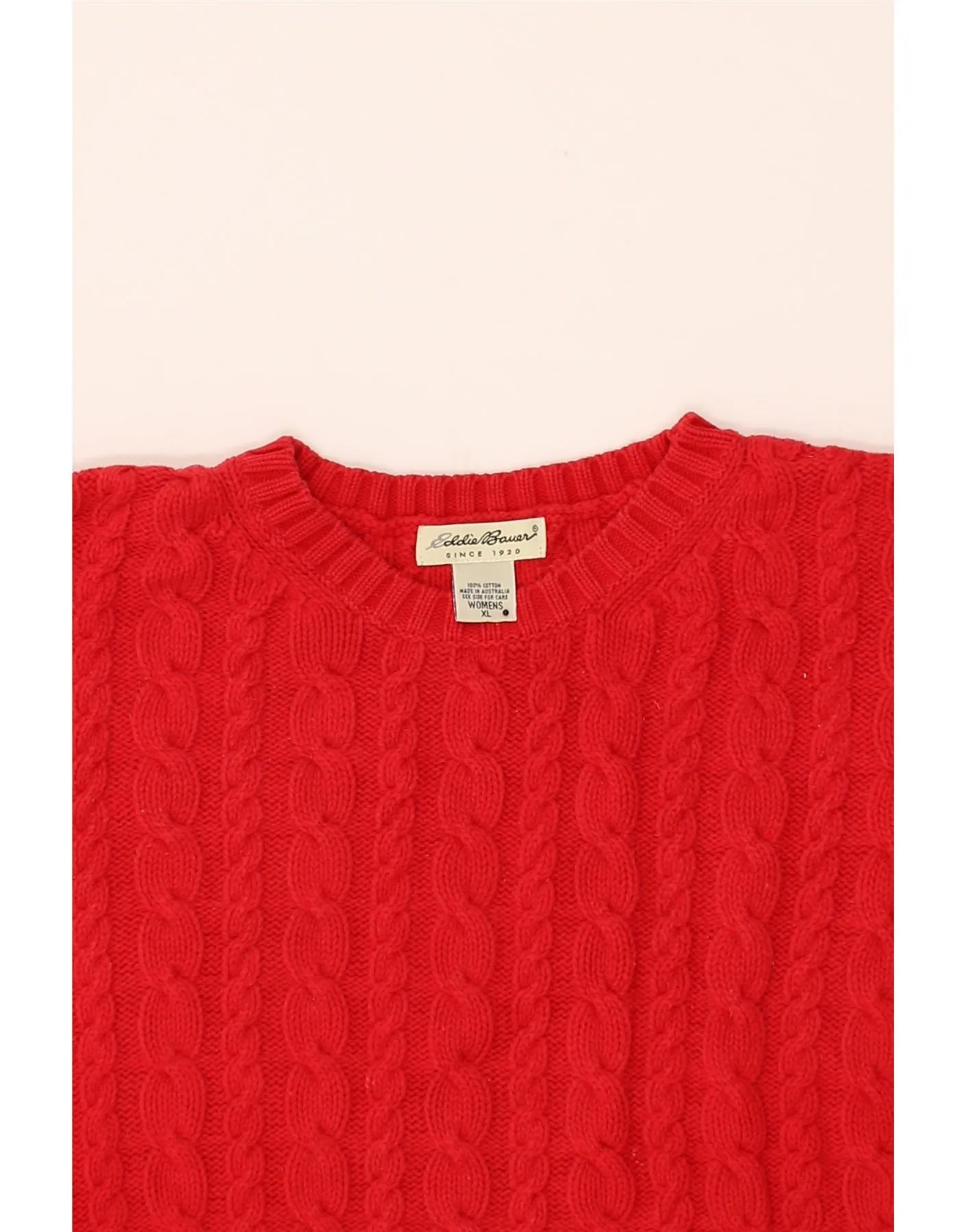 EDDIE BAUER Womens Crop Oversized Crew Neck Jumper Sweater UK 18 XL Red