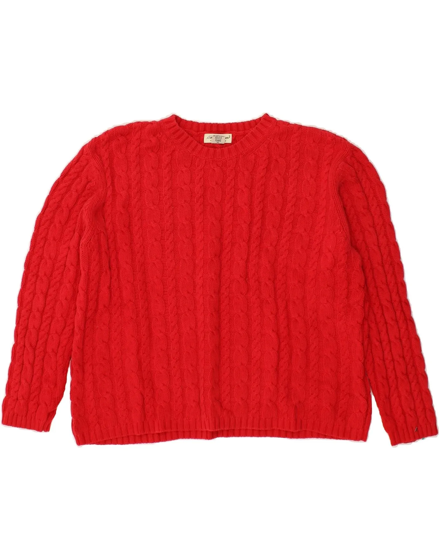 EDDIE BAUER Womens Crop Oversized Crew Neck Jumper Sweater UK 18 XL Red