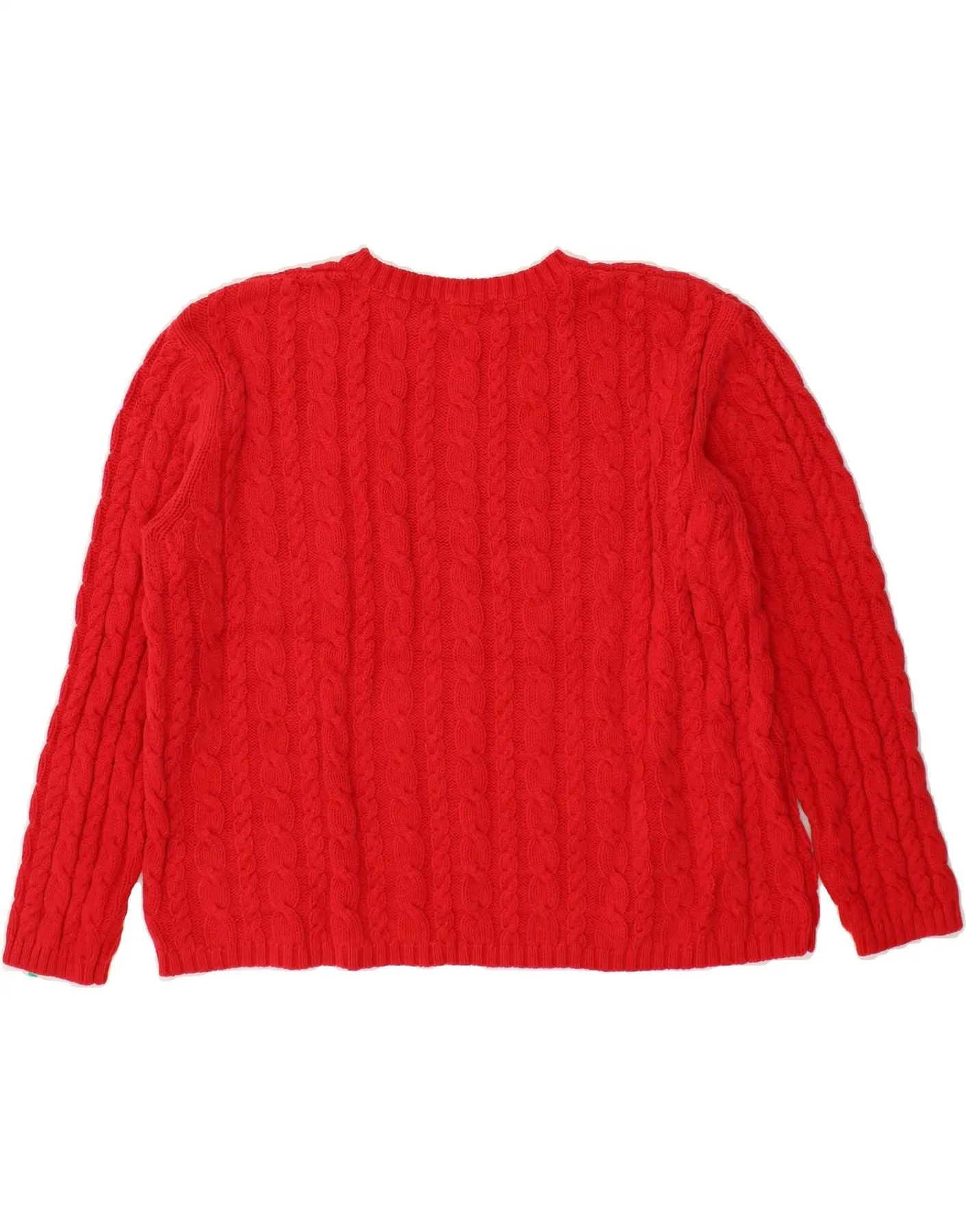 EDDIE BAUER Womens Crop Oversized Crew Neck Jumper Sweater UK 18 XL Red