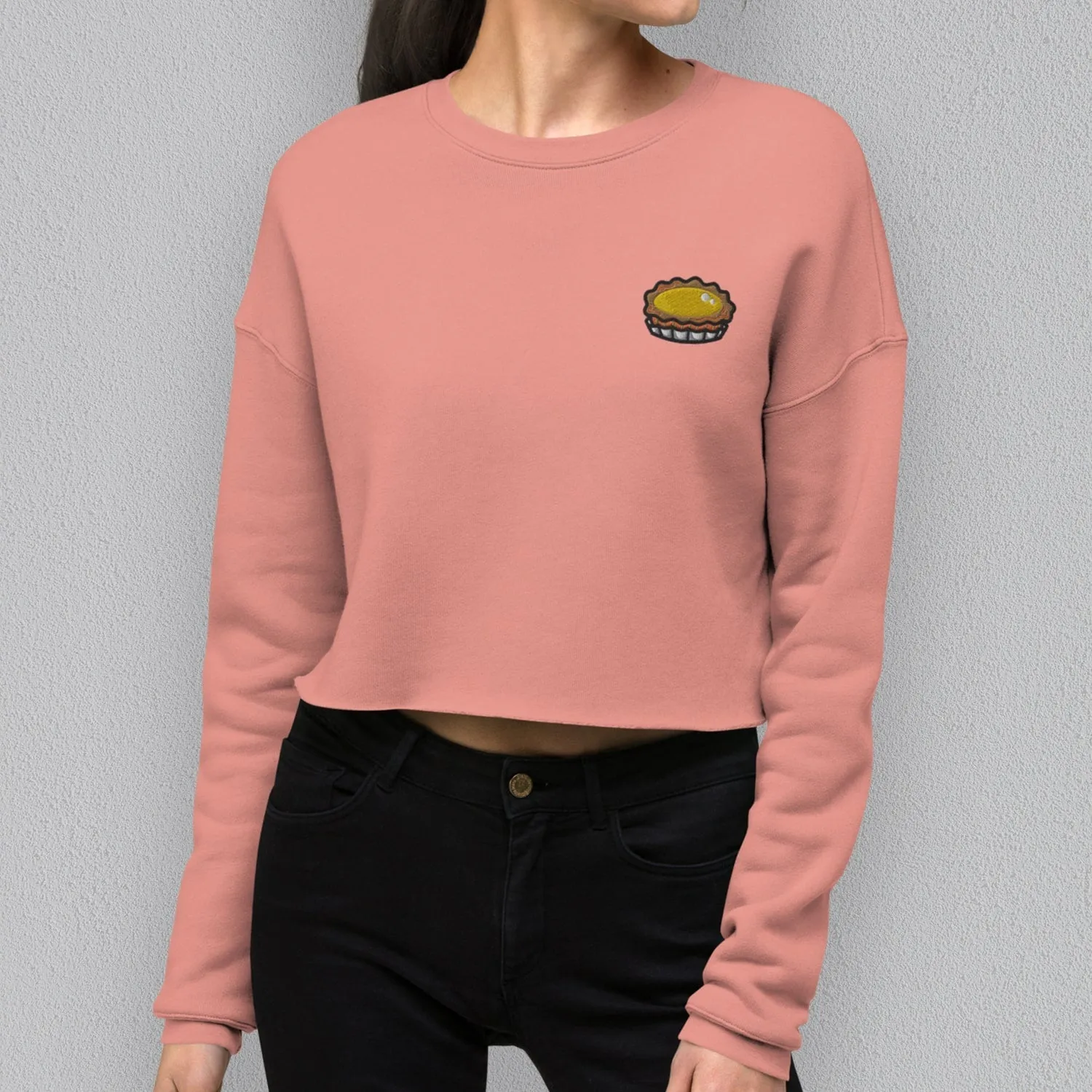 Egg Tart Embroidered Crop Sweatshirt