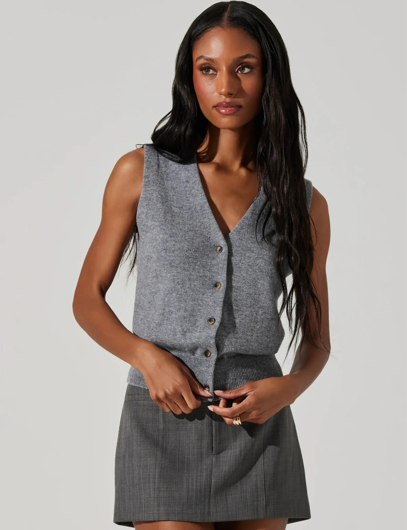 Eira Sweater Vest, Heather Grey