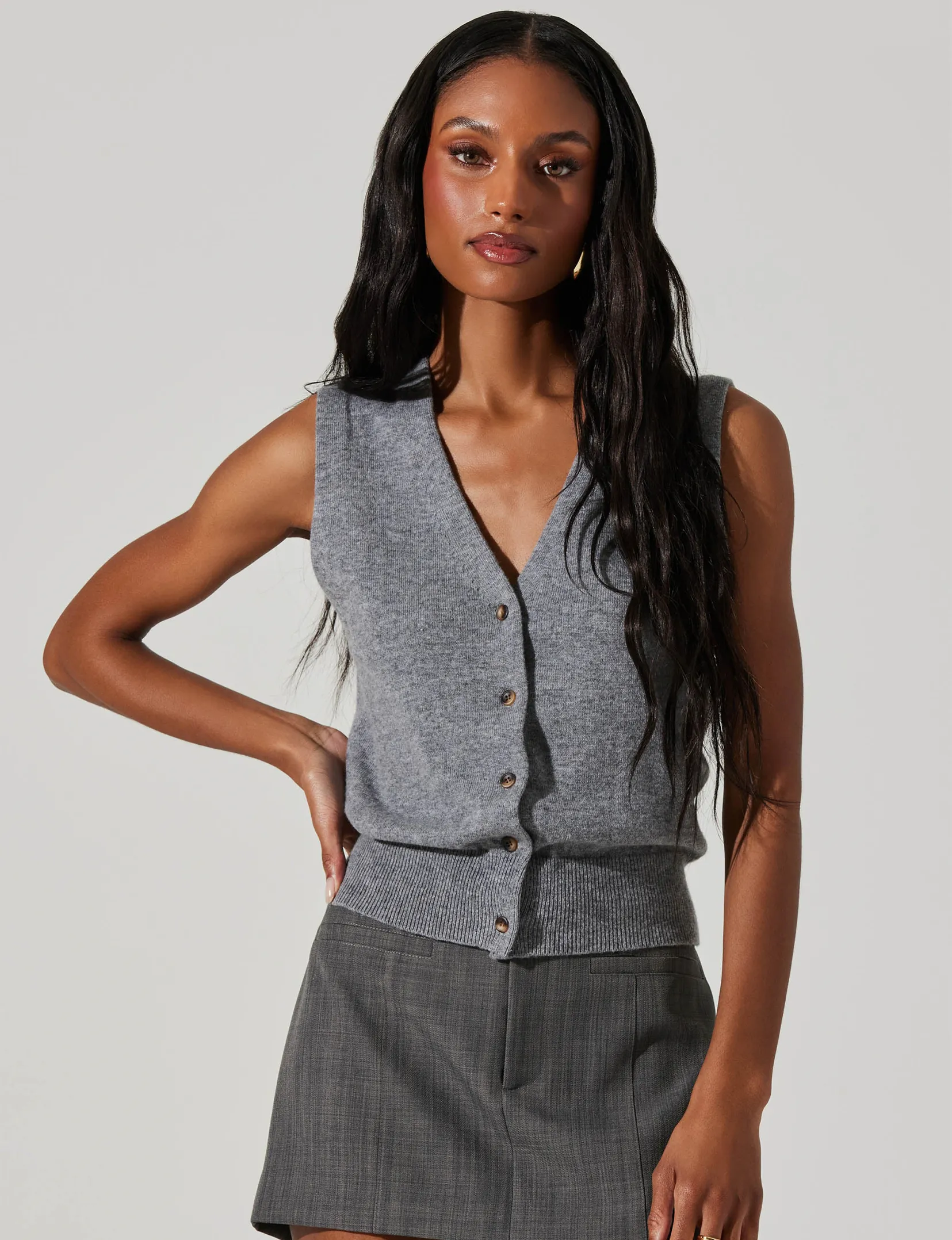 Eira Sweater Vest, Heather Grey