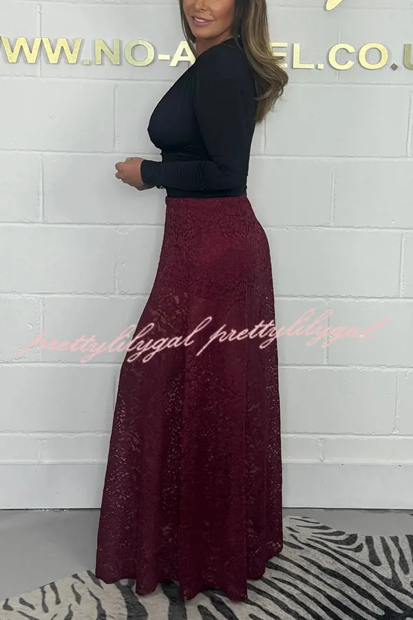 Elegant and Sexy Hollow Lace Maxi Skirt