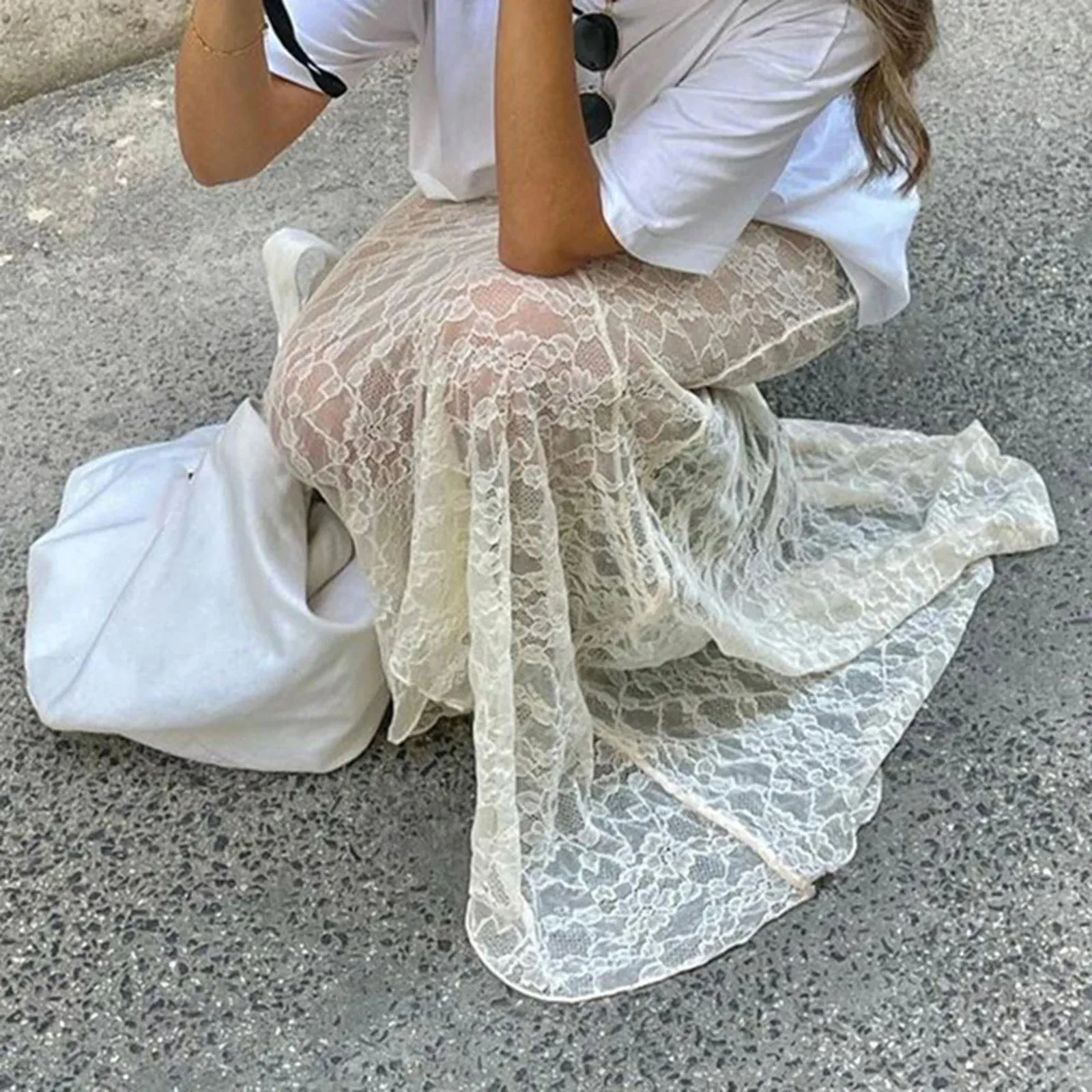 Elegant Lace Trumpet Maxi Skirt