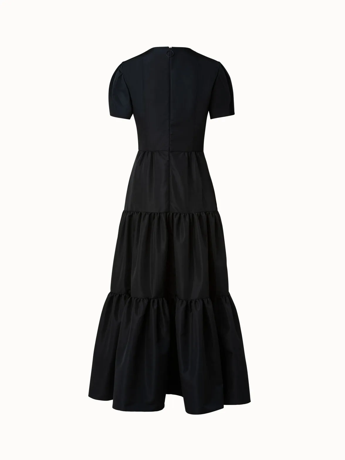 Elegant Taffeta Maxi Dress With Puff Sleeve