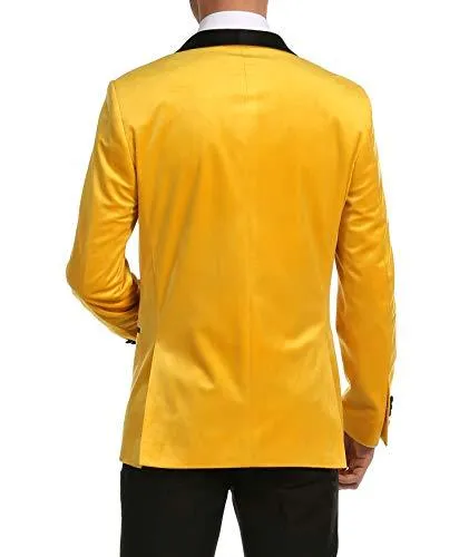 Enzo Gold Slim Fit Velvet Shawl Tuxedo Blazer for Men