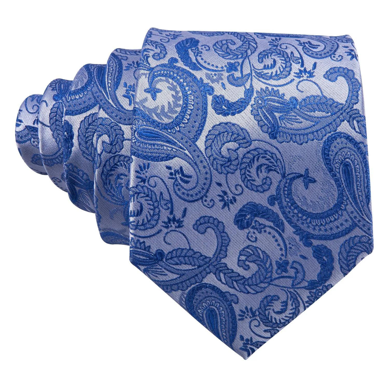 Essential Blue Paisley Tie Handkerchief Cufflinks Set with Wedding Brooch