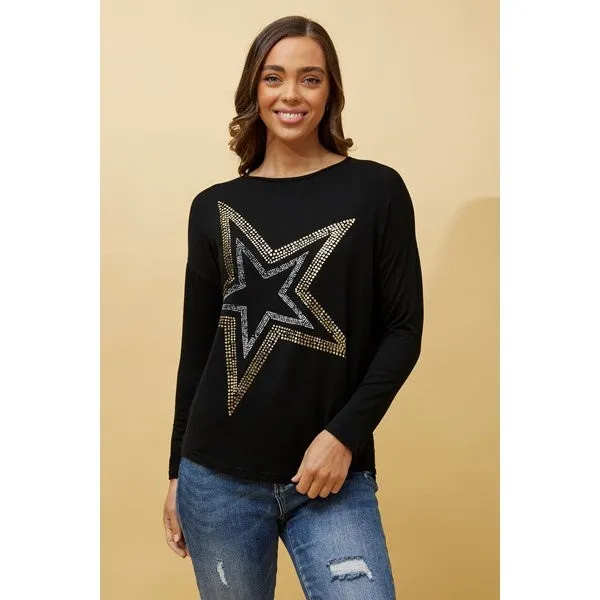 EVA LONG SLEEVE STAR PRINT TOP