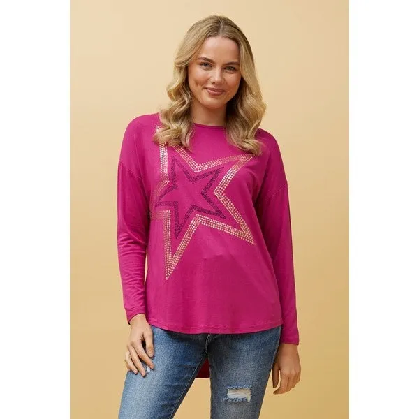 EVA LONG SLEEVE STAR PRINT TOP