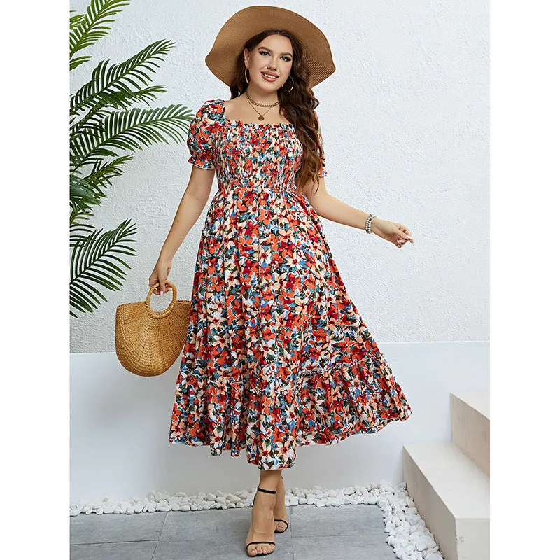 Floral off Shoulder Slimming Dress