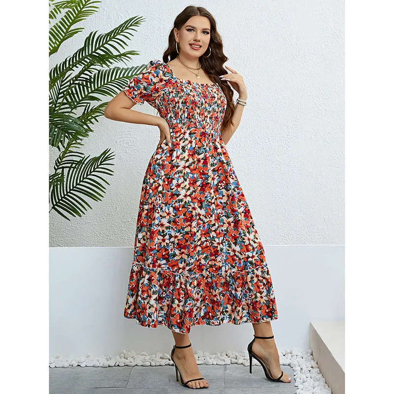 Floral off Shoulder Slimming Dress