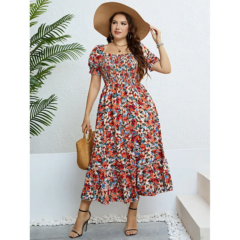 Floral off Shoulder Slimming Dress