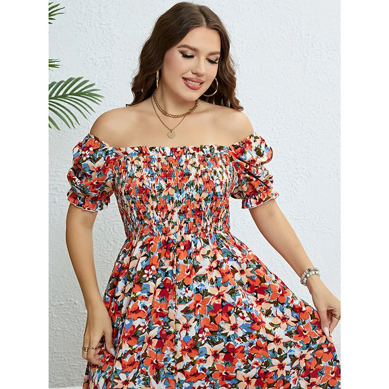 Floral off Shoulder Slimming Dress