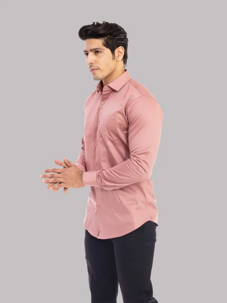 Formal Shirts - Light Pink Solid Giza Cotton Shirt