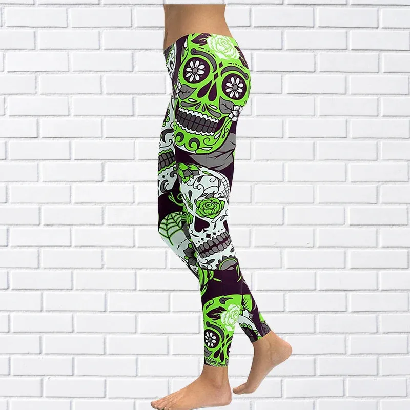 Funki Buys | Pants | Women's Yoga Pants | Skull Print Leggings