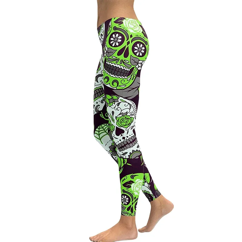 Funki Buys | Pants | Women's Yoga Pants | Skull Print Leggings