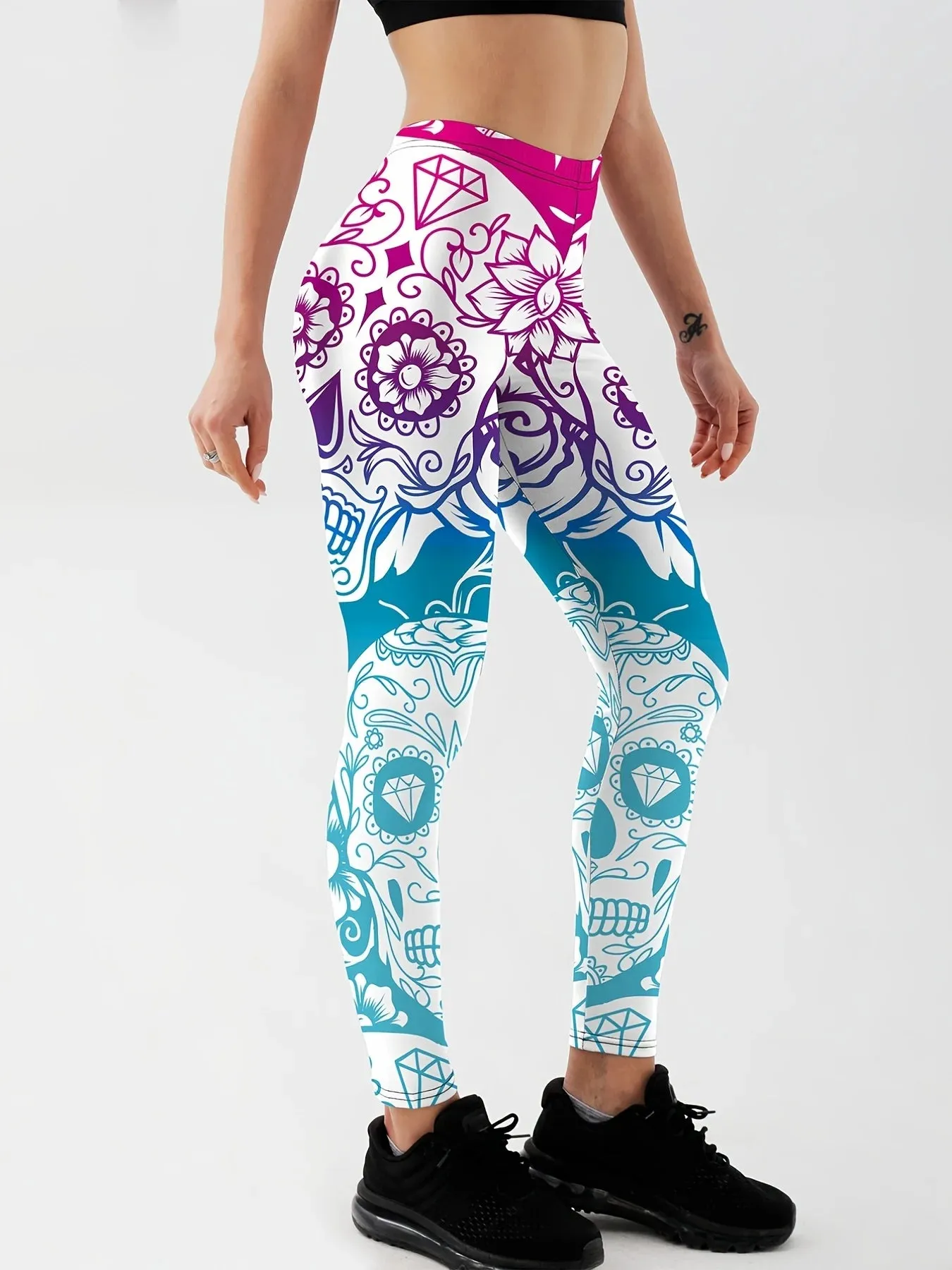 Funki Buys | Pants | Women's Yoga Pants | Skull Print Leggings