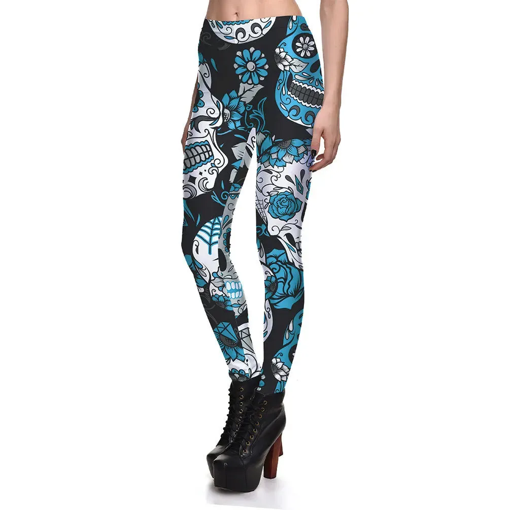 Funki Buys | Pants | Women's Yoga Pants | Skull Print Leggings